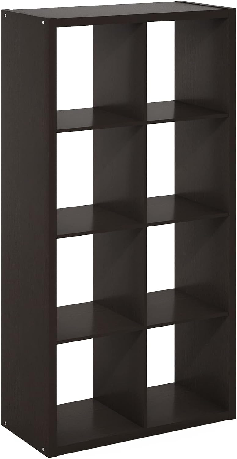 8-Cube Storage Bookcase, Reversible Open Back Bookshelf, Modern Display Shelf Organizer for Living Room, Bedroom & Home Office