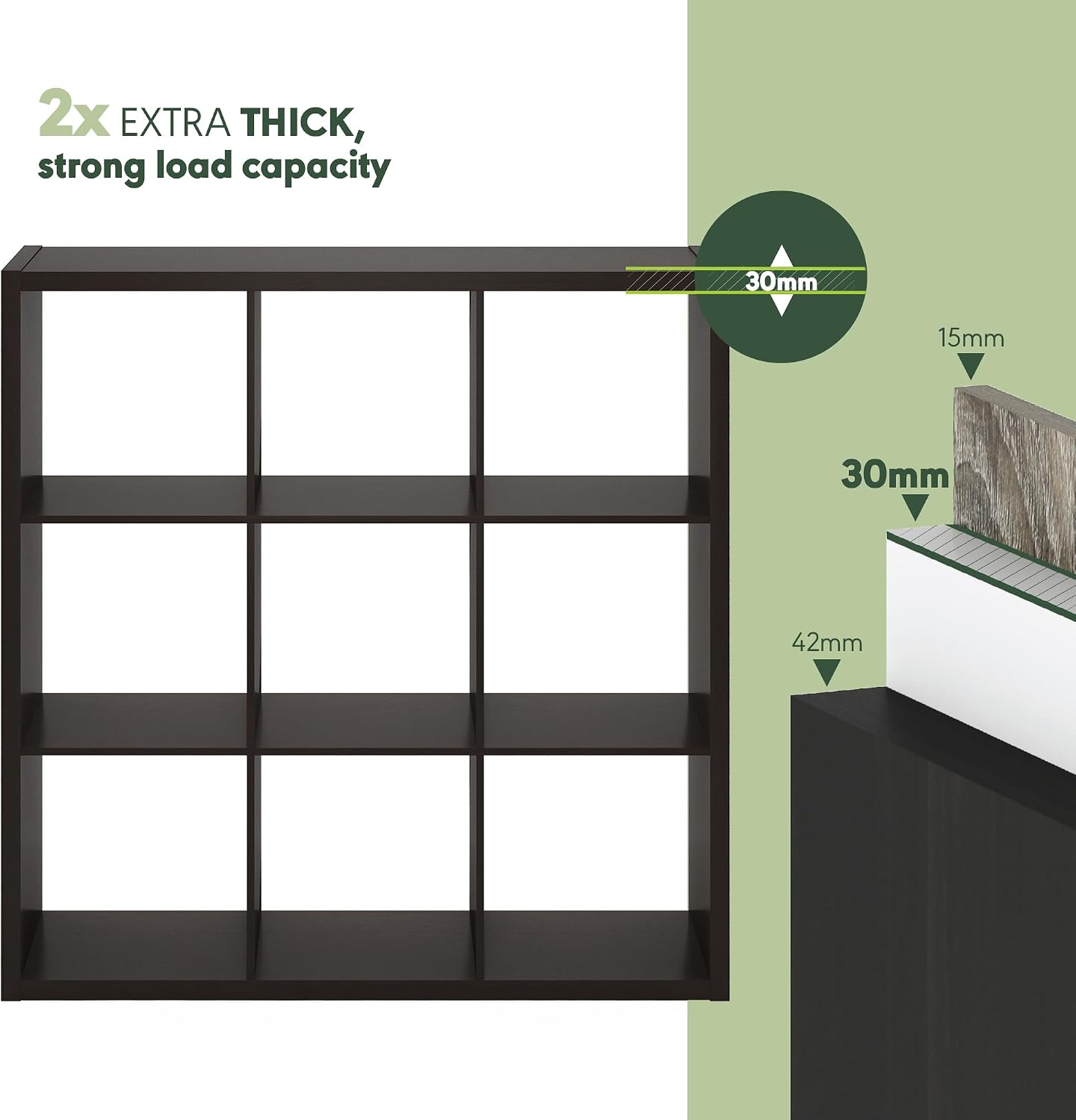 9-Cube Storage Bookcase, Reversible Open Back Bookshelf Organizer, Modern Display Shelf for Living Room, Bedroom & Home Office