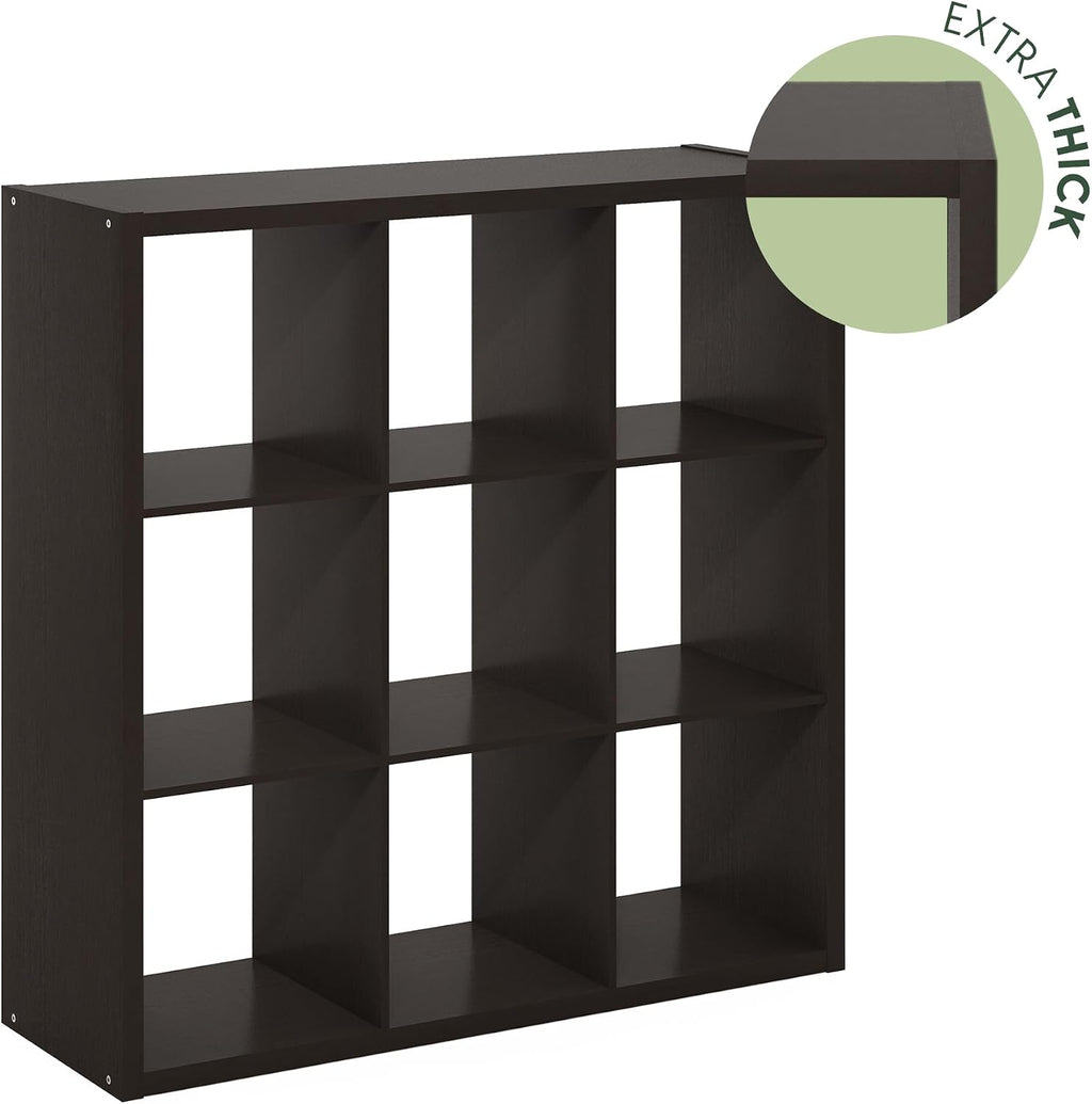 9-Cube Storage Bookcase, Reversible Open Back Bookshelf Organizer, Modern Display Shelf for Living Room, Bedroom & Home Office