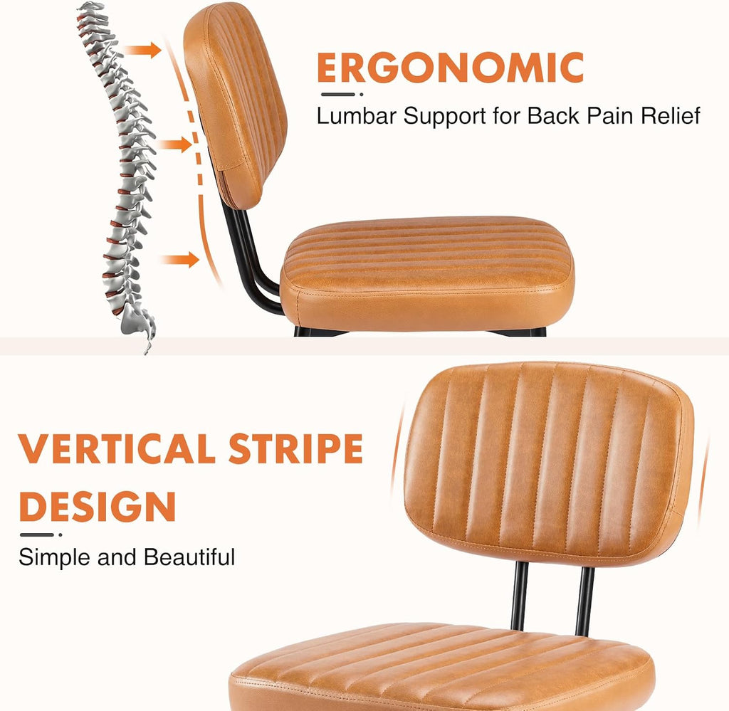 Mid-Century Modern Dining Chairs Set of 4, PU Leather Upholstered Kitchen Chairs with Metal Legs, Ergonomic High-Back Accent Chairs for Dining Room, Living Room & Office