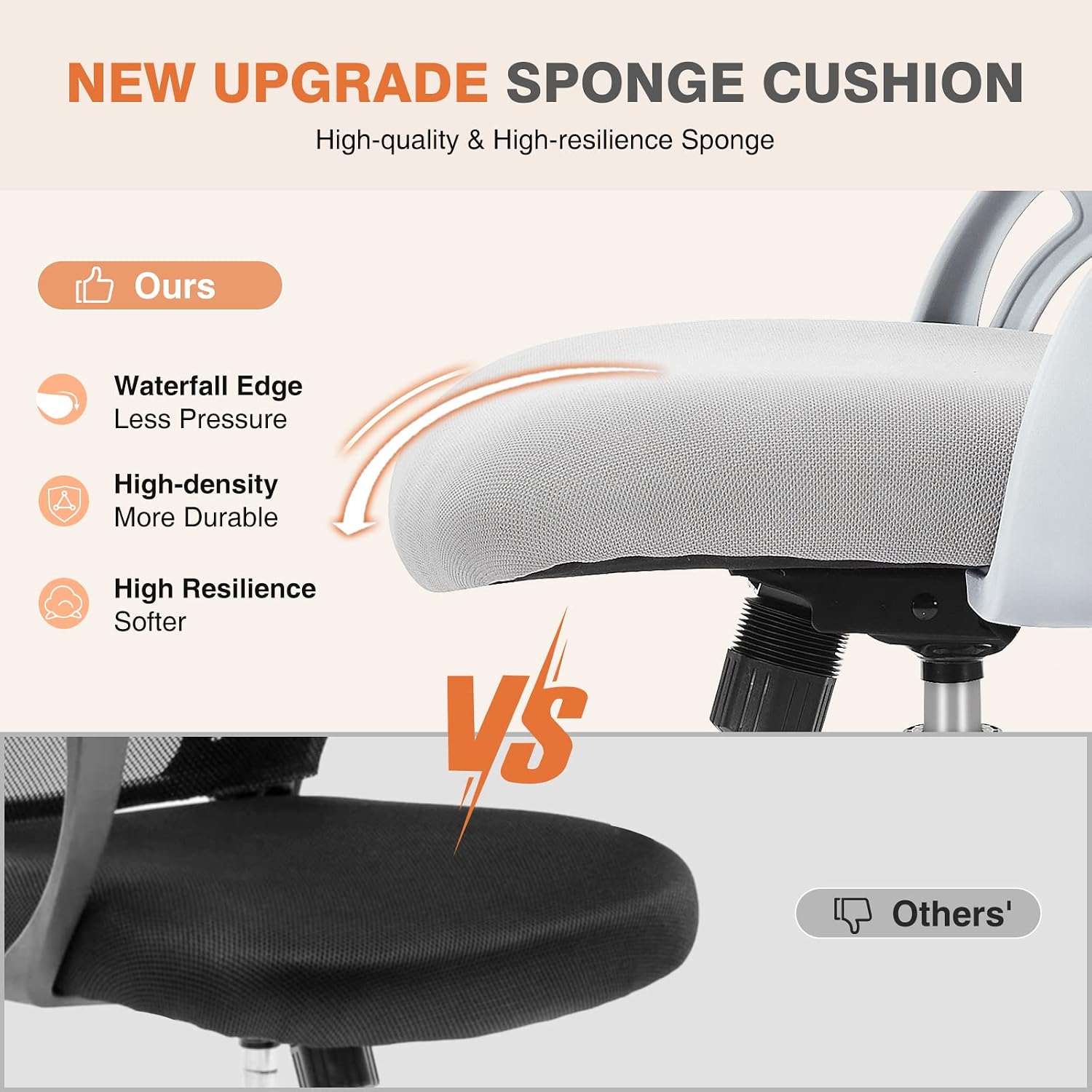 Ergonomic Office Chair with Lumbar Support, Mid-Back Mesh Desk Chair with Flip-Up Armrests, Adjustable Height & Swivel Wheels for Home Office & Computer Use