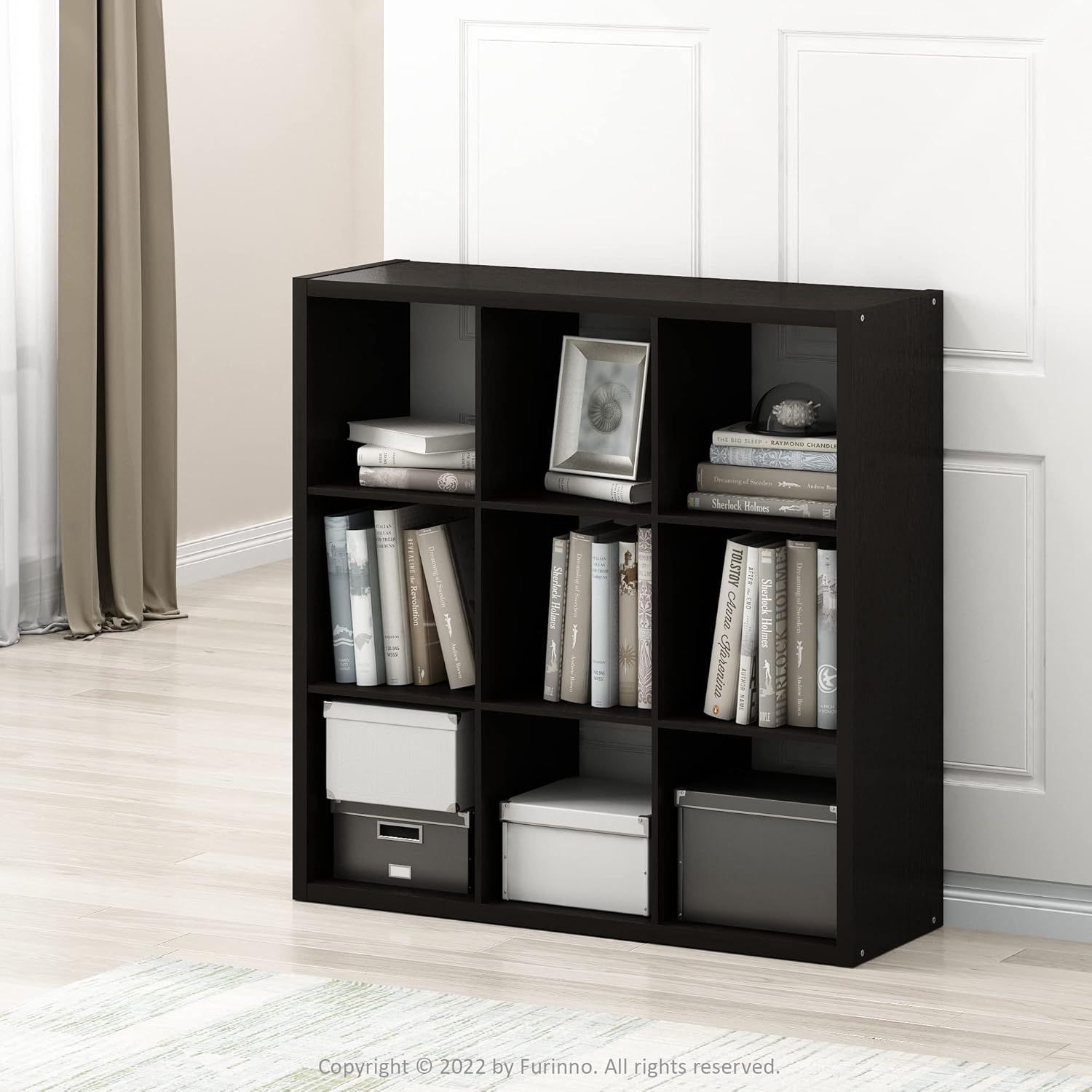 9-Cube Storage Bookcase, Reversible Open Back Bookshelf Organizer, Modern Display Shelf for Living Room, Bedroom & Home Office