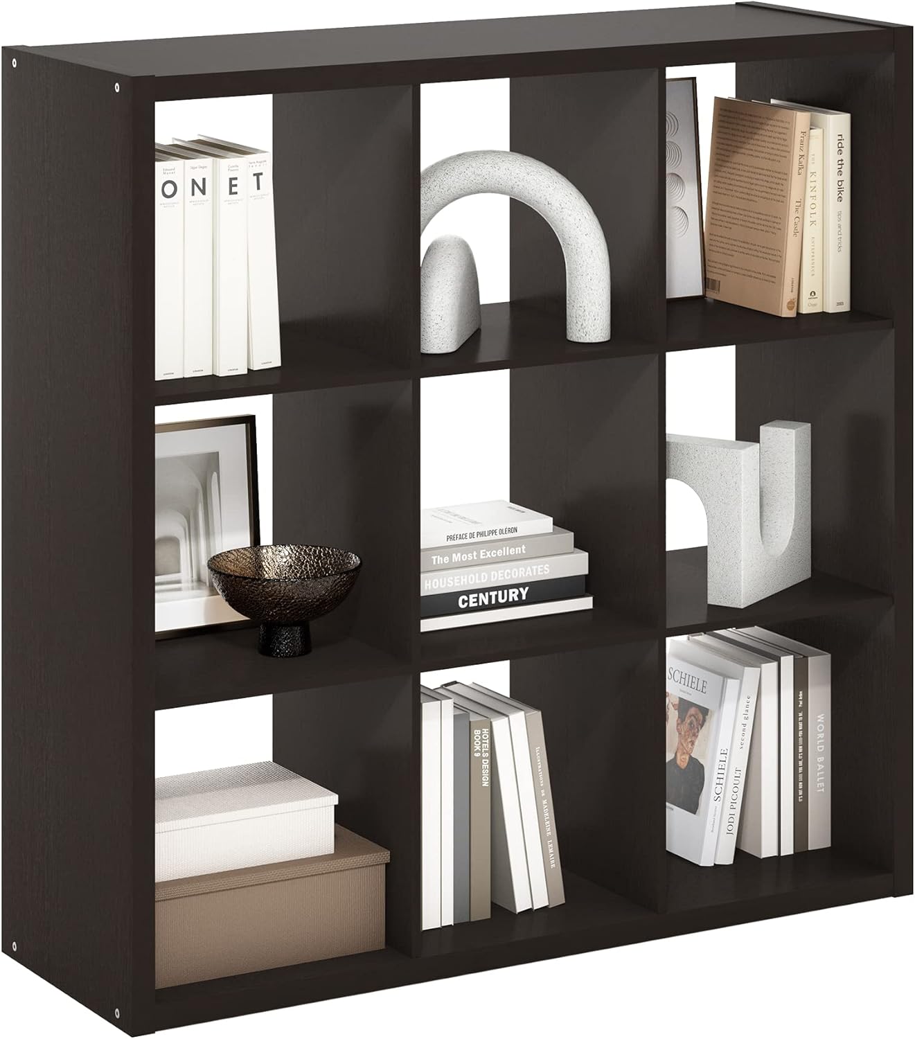 9-Cube Storage Bookcase, Reversible Open Back Bookshelf Organizer, Modern Display Shelf for Living Room, Bedroom & Home Office