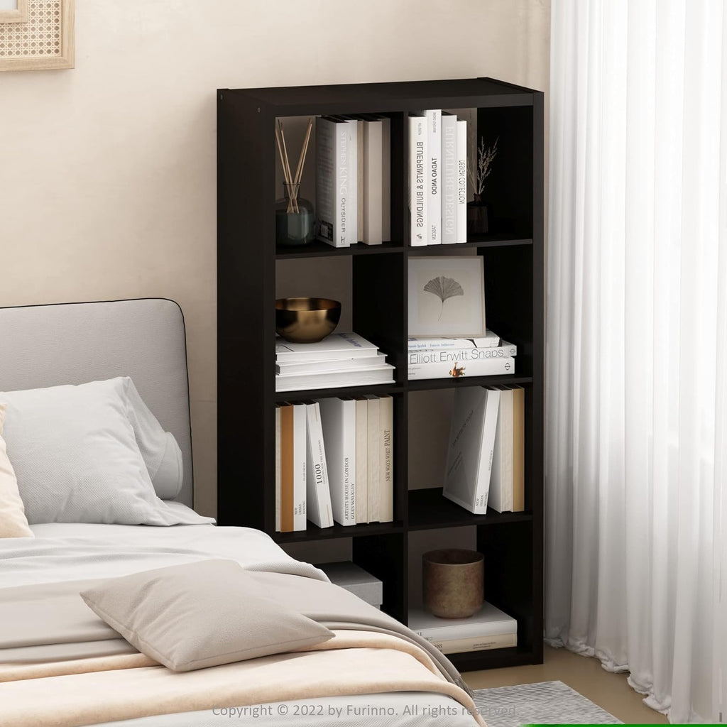 8-Cube Storage Bookcase, Reversible Open Back Bookshelf, Modern Display Shelf Organizer for Living Room, Bedroom & Home Office