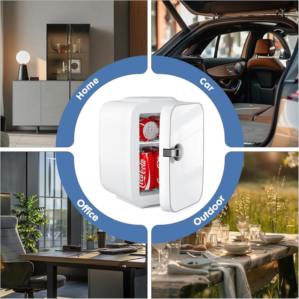 4L Mini Fridge, Portable Small Refrigerator for Skincare, Drinks & Lunch, Compact Cooler & Warmer for Home, Office & Travel