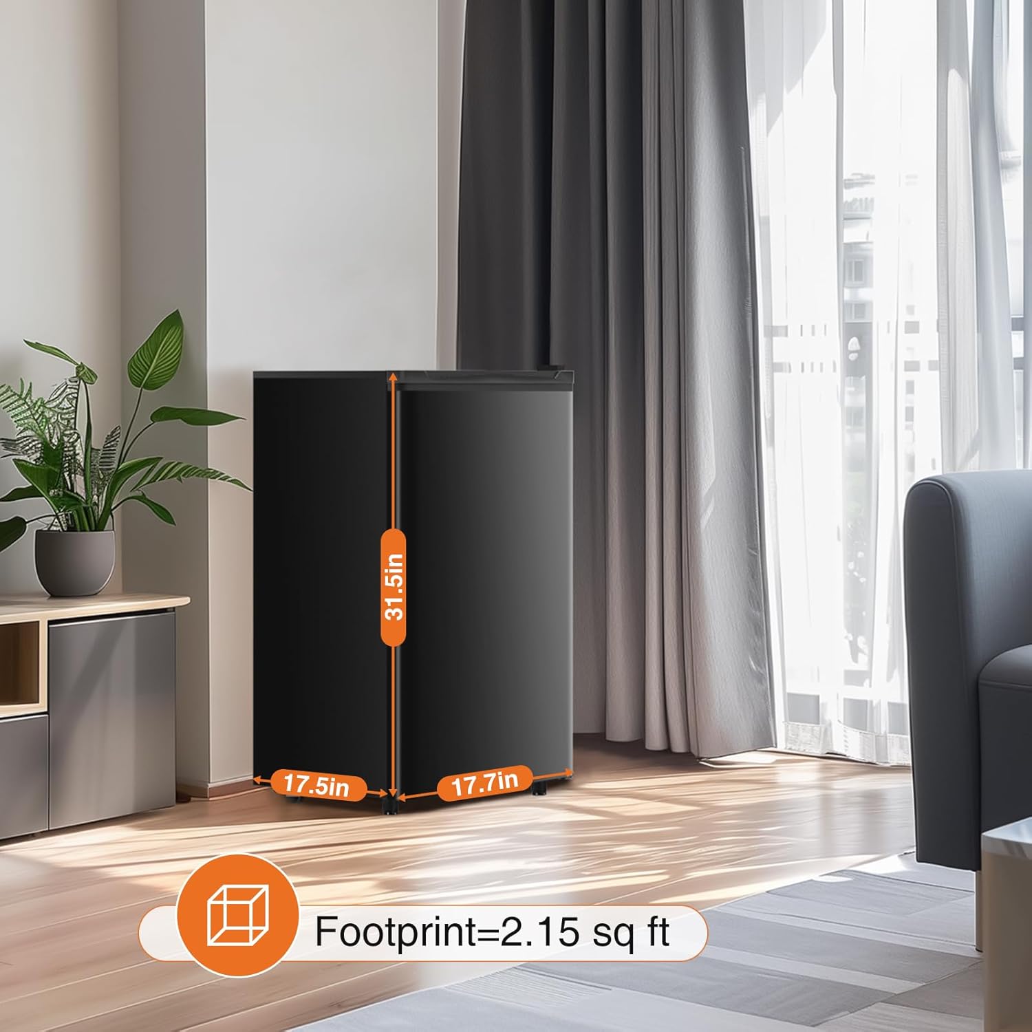 Compact Mini Fridge 3.2 Cu.Ft, Single Door Refrigerator with Freezer, Adjustable Temperature & Low Noise Small Fridge for Dorm, Office & Apartment