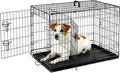Foldable Dog Crate with Double Doors, Heavy-Duty Metal Pet Cage with Locking System & Removable Tray for Travel & Home Use