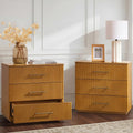 3 Drawer Nightstand with Charging Station, Fluted Wood Bedside Table with USB & Power Outlet