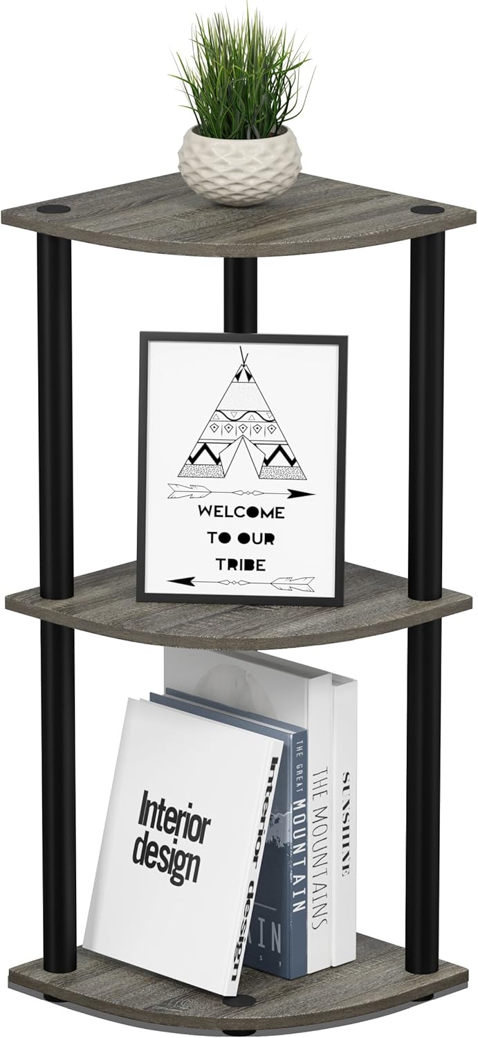 3-Tier Corner Shelf, Space-Saving Corner Bookcase, Modern Open Display Storage Rack for Living Room, Bedroom & Small Spaces